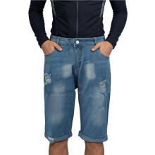 Herrshorts med Stretch, Slim Fit, Moderiktig och Sliten Design, Bekväma och Snygga Ljusblå L