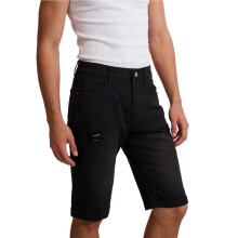 Herrshorts med Stretch, Slim Fit, Moderiktig och Sliten Design, Bekväma och Snygga Svart XXL