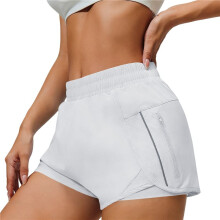 Hardloopshorts voor Dames, Sneldrogende Sportshorts, Workoutshorts voor de Sportschool met Ritszak Wit S