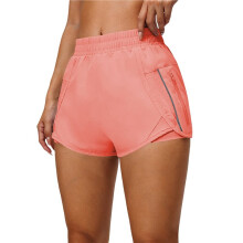 Hardloopshorts voor Dames, Sneldrogende Sportshorts, Workoutshorts voor de Sportschool met Ritszak Oranje M