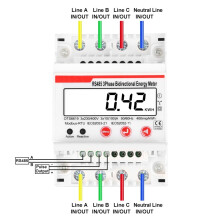 3 Phase Bidirectional Photovoltaic Meter RS485 Modbus DIN Rail KWH Voltage Current Power HZ Meters