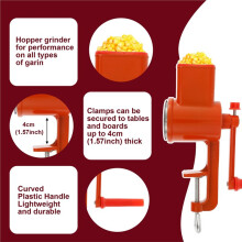 Rustproof Hand Crank Grain Mill with Table Clamp for Home and Commercial Use