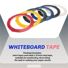 6 Rollen 1/8 Whiteboardtape Dunne Witte Boardtapelijnen Krijtstreep Droog Uitwisbare Kunsttape Elektrische Tape, 38 Meter Per Rol