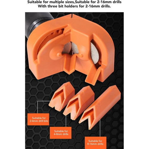 Electric Drill Bit Sharpener Kit with 3 Angle Guide Blocks 10PC Discs Workshop & Construction Essential Tool