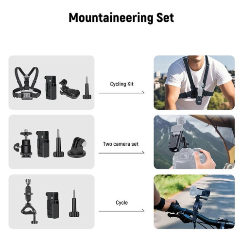16-in-1 Action Camera Accessory Kit for / Action 5/4/ Tripod/Chest Mounts/Carrying Case/Cold Shoe 2