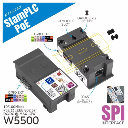 StamPLC PoE Ethernet Control PoE-Module voor StamPLC, Ingebouwde W5500 Embedded Ethernet-Controller, Ondersteunt PoE 2
