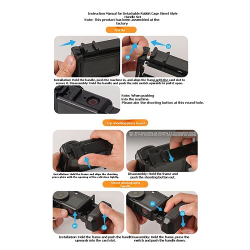 Street Grip Kit for Action 6 Hand Grip Mount with Quick Release Rabbit Cage Shutter Button & Protective Frame 2