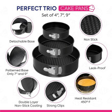 148-Teiliges Kuchenform-Set zum Backen: 3 Antihaftbeschichtete Springformen, Tortendekorationsset, Bodenglätter und Auslaufsichere Käsekuchenform