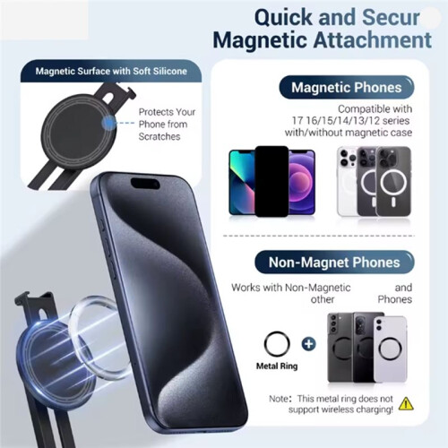 Magnetic Phone Mount Camera Phone Holder for IPhone17 16 15 14 with Cold Shoe 1/4Thread Tripod Mount Vertical Horizontal 2