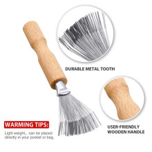 2 Pezzi di Strumenti per La Pulizia Delle Spazzole per Capelli - Pettine Pulitore con Manico In Legno per Rimuovere La Polvere Dei Capelli A Casa