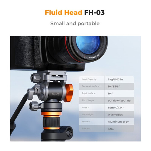 11lb/5kg Load Video Fluid  Tripod  Silky-Smooth Stable Camera Fluid Heads for     Camera 2