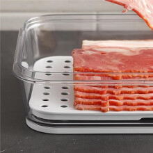 Bacon Storage Container with Air-Sealed Tight Lid for Fridge Bacon Holder Deli Meat Cheese Drain Plate for Refrigerator
