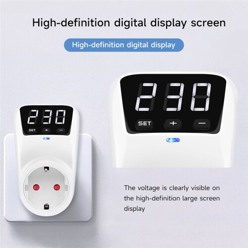 Voltage Protector LED Digital Display Automatic Voltage Protector  16A 230V Adjustable Power Protection EU Plug 1