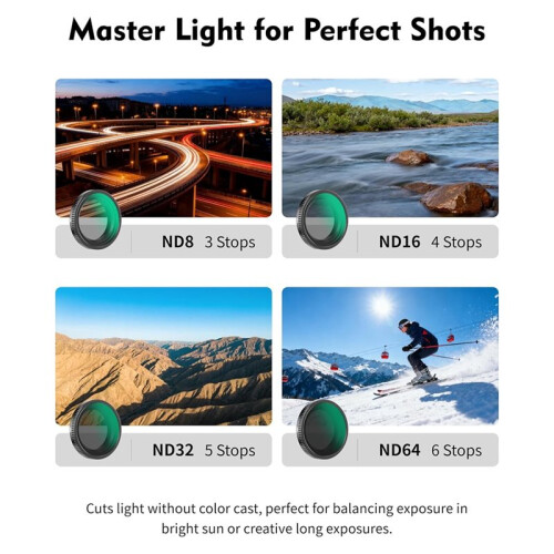 Professional Creator Filter Kit for   (CPL/ND16/ND64/Black Mist), 4-in-1 Bundle for Glare Control, Exposure 1