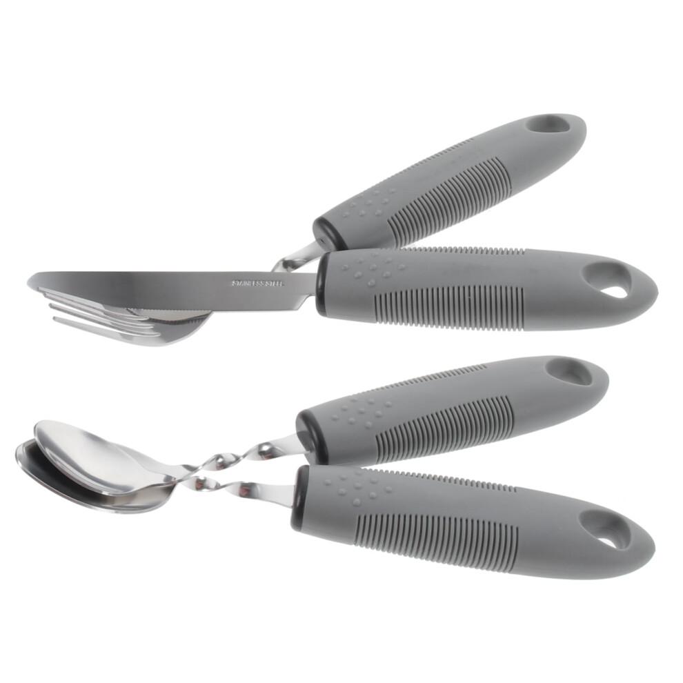 Adaptive Utensils for Seniors with Ergonomic Non Slip Grip, Easy Clean Eating Cutlery Set