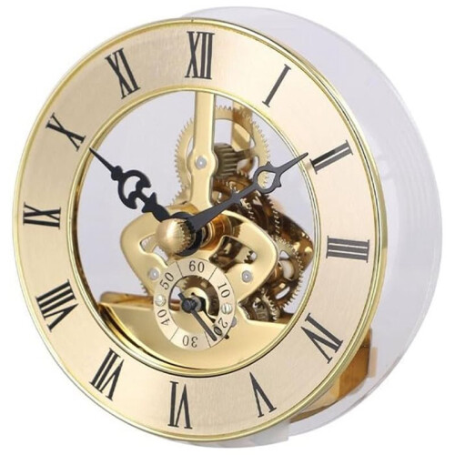 86mm Skeleton Clock Insert with Moving Gear Roman Numerals for DIY Quartz Clock Repair,for 86mm Clock Movement Replace 1