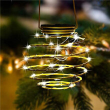 Solar Powered LED Spiral Hanging Lights Outdoor Lighting LED Wire Lantern Spiralight (Spiral Light X8) Warm White