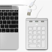 USB & Type C Wired Numeric Keypad with 3 USB2.0 Port Hub,Accounting Number Pad for Bank Accounting Teller, Laptop