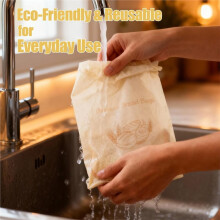 Beeswax Lined Reusable Bread Storage Bag, Large Zip-Seal Bread Bag for Homemade & Sourdough Bread, for Bread Freshness