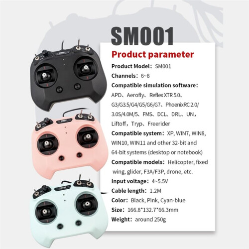 FS-SM001 8CH FPV Flight Simulator Support for DRL Liftoff DCL Freerider APD and More Software for RC FPV Drone A 1