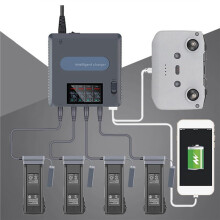 2X 6 in 1 Digital Display Battery Charger for 3 Drone Battery Charging Hub Fast Battery Charger EU Plug