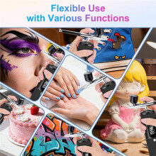 Airbrush Kit for Nails with Compressor, 2xAirbrushes, 28/38/48PSI High Pressure, with 3 Types Nozzle for Painting,Makeup