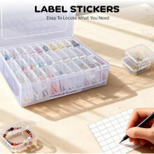 Bead Organizer Box 2 Pack, 60 Small Girds Bead Storage Organizer, Beads Storage Containers with 2 Sheets Label Stickers