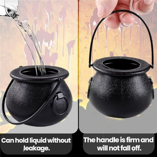 48Pcs  Black Cauldron with Handle Halloween  Witch Cauldron Halloween Pot Candy Holder for Halloween 2