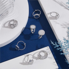 20Pcs 4 Styles Open Cuff Ring Settings 304 Stainless Steel Adjustable Blank Rings Stainless Steel Blank Finger Rings
