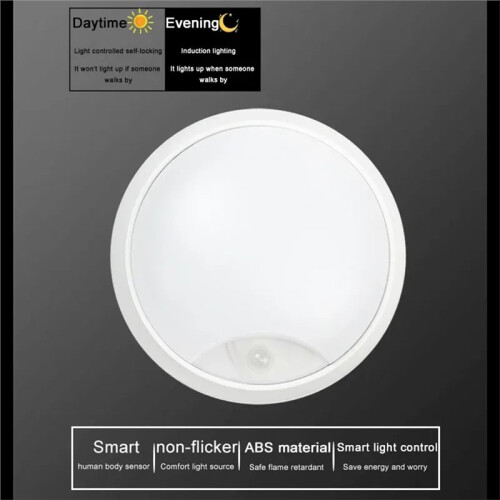 Wall Lamp Human Motion Sensor Circular Light IP65 Waterproof Courtyard LED Ceiling Light Courtyard Motion Sensor Lamp