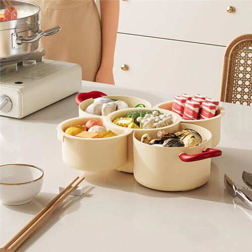 Multi Functional Kitchen Tray for Vegetables Divided Compartments Draining Holes Stackable Design Storage Plate A 1