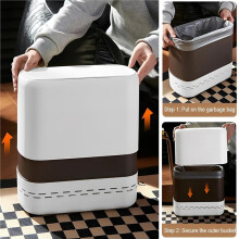 Basurero de Baño con Tapa, 2.4 Galones, Pequeño, de Plástico, Estrecho, de 10 Litros, para Dormitorio y Cocina.