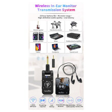 2X 2.4GHz Wireless Earphone Monitor Transmission System Stage Audio Headphone Transmitter and Receiver