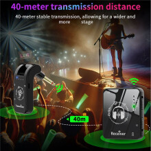 2X Trasmettitore e Ricevitore per Cuffie Audio da Palco con Sistema di Trasmissione Monitor per Auricolari Wireless da 2,4 GHz