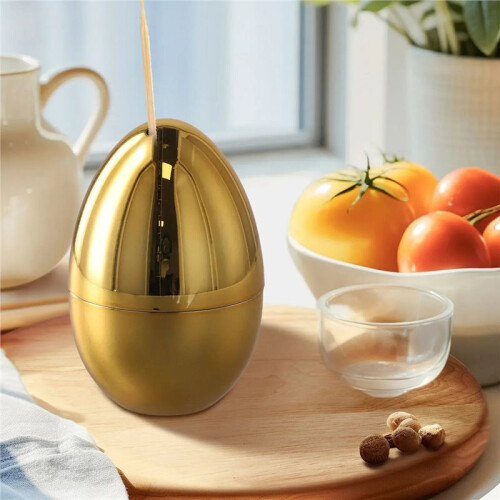 1pcs  Egg-Shaped Toothpick Jar Electroplating Plastic Toothpick Box Storage Box Ornaments Home Decoration 2