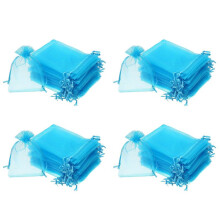 200 PièCes 4 par 6 Pouces Sacs-Cadeaux en Organza Cordon Cordon Pochettes Bijoux Sacs de Faveur de FêTe de Mariage (Aqua )