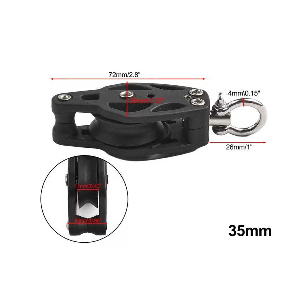35Mm Swivel Sailing Block Pulley With Becket Marine Grade Nylon Rigging Accessory 4712151058279