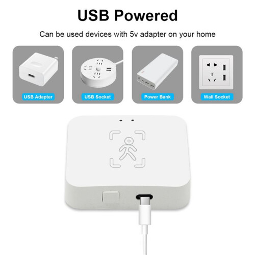 5X Tuya Zigbee Human Presence Detector with Holder Human Body PIR Sensor MmWave  Microwave Motion Sensor Detect