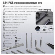 Electric Precision Screwdriver Set, 127-in-1 Magnetic Bits, Rechargeable USB-C, LED Light, Manual & Electric Modes