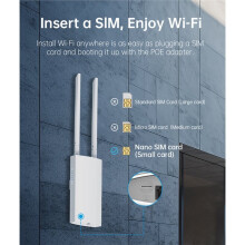 4G Router IP66 CAT4 AX300 WiFi6 Outdoor Router Global LTE CPE Router 300Mbps POE/ Power for IP Camera EU Plug