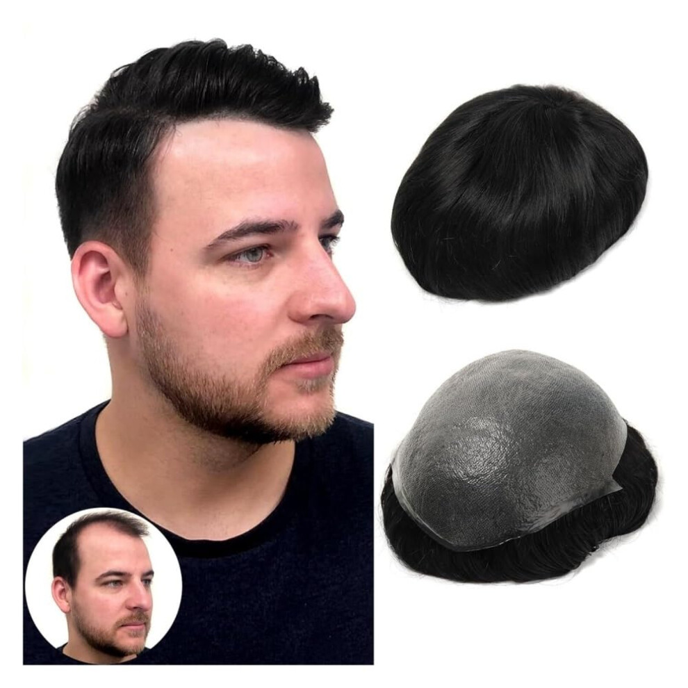Unisex Cream Men's Toupee Ultra Thin Skin 0.06Mm Hair System For Men Human Hair Wig Beige Blonde 8X10