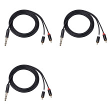 3pcs 6.35 mm to 2RCA Cable, RCA Cable 6.35mm Male to 2 RCA Male Stereo Audio Adapter Y Splitter RCA Cable -3 Meter