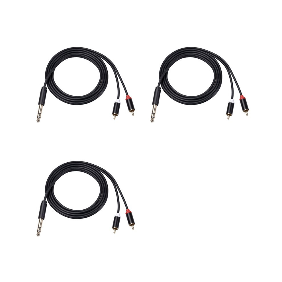 3Pcs 6.35 Mm To 2Rca Cable, Rca Cable 6.35Mm Male To 2 Rca Male Stereo Audio Adapter Y Splitter Rca Cable -3 Meter 6031357744242
