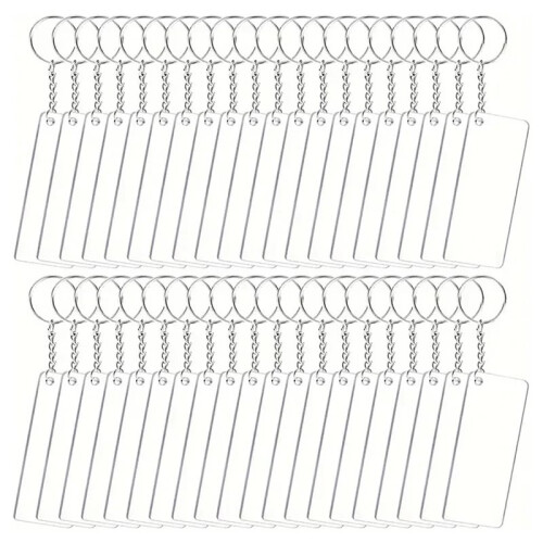 Conjunto de Chaveiros de Acrílico em Branco - 90 Peças com Argolas para Artesanato e Presentes DIY