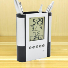 Ewiger Kalender Stift Halter mit LCD Display Digital Uhr Stift Halter Geeignet für Schlafzimmer / Schreibtisch Dekoration
