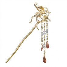 (Golden Red) Vintage Glass Butterfly Hairpin for Hanfu