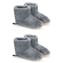 4x Winter USB Heater Foot Shoes Electric Shoes Warming Pad Plush Warm Electric Slippers Feet Heated Insoles Gray