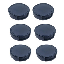 6 Stuks Ronde, Effen Gekleurde PU-Leren Onderzetters, Waterdicht en Hittebestendig, voor Thee- en Koffiekopjes, Thuisbar, Toonbank, Huisdecoratie,