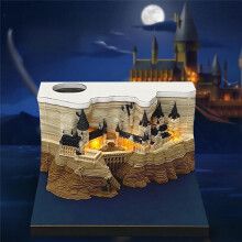 Piece Calendar, 2025 Desk Calendar Memo Pad, 3D Magic Castle Piece Notepad with Lights