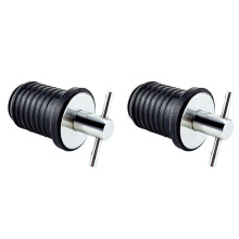 2X Bouchon de Vidange à Poignée en T, Bouchon de Vidange Torsadé, Bouchon en Caoutchouc avec Poignée en Laiton, Raccords Marins, 34 X 28 mm
